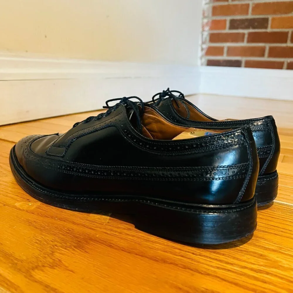 Allen Edmonds MacNeil US 12 B Longwings Oxford Wingtip Black Leather USA Made